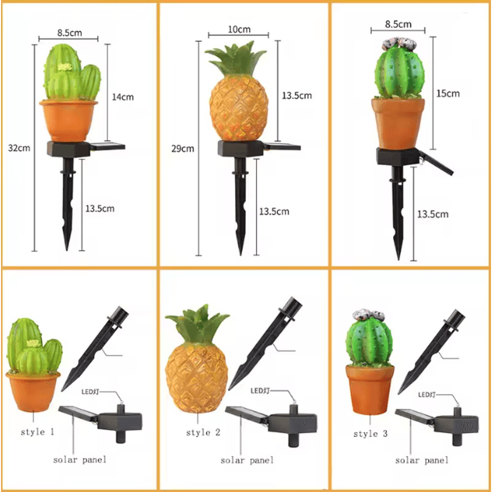 Solar Pineapple Cactus Garden Light 3
