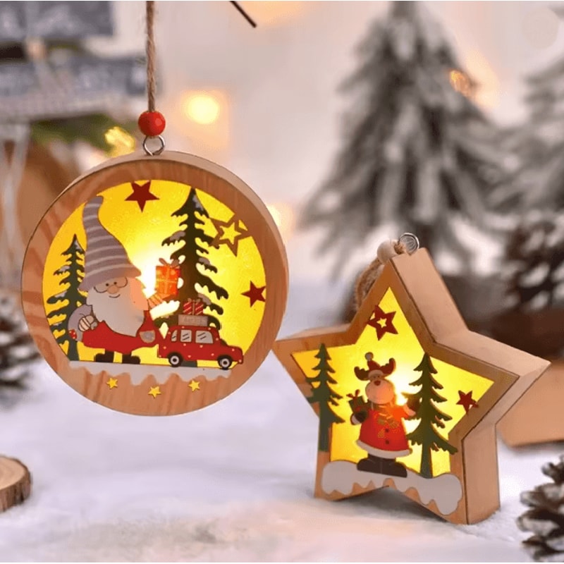 Festive Glow LED Christmas Pendant Ornament Set 2