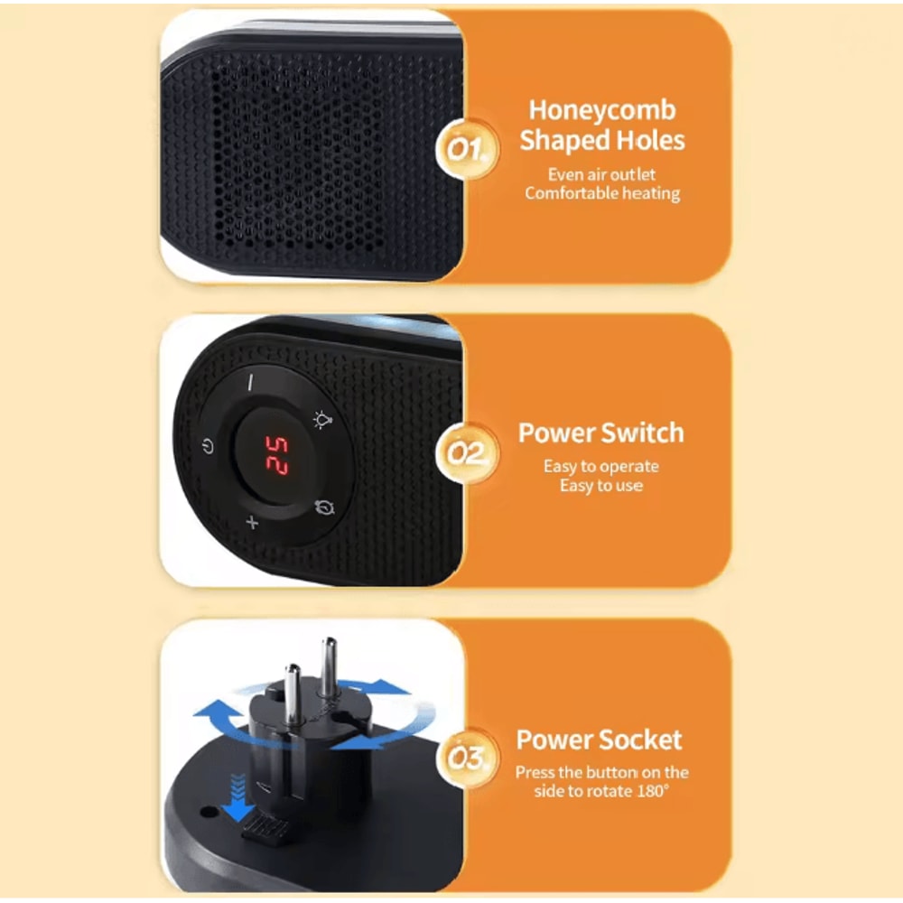 Rotatable Plug In Electric Heater With Remote Control 2