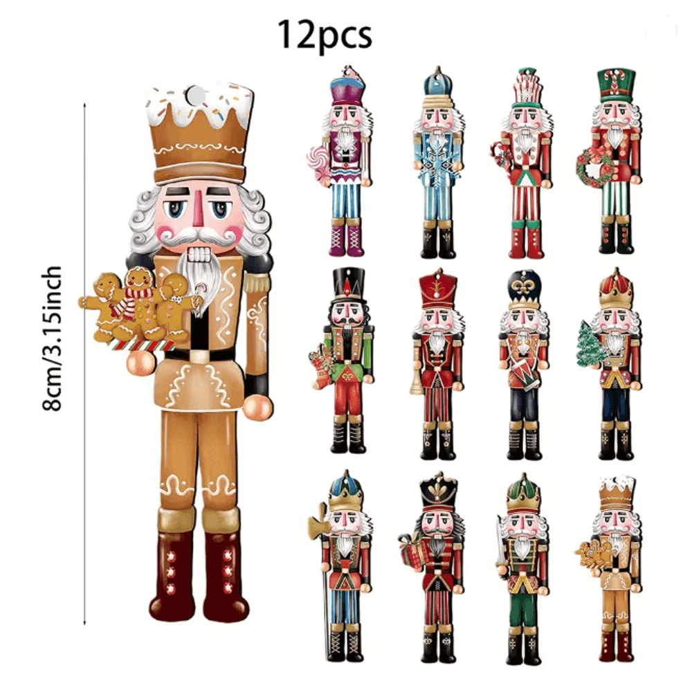 Nutcracker Holiday Wooden Decor Set 12 Pack 3