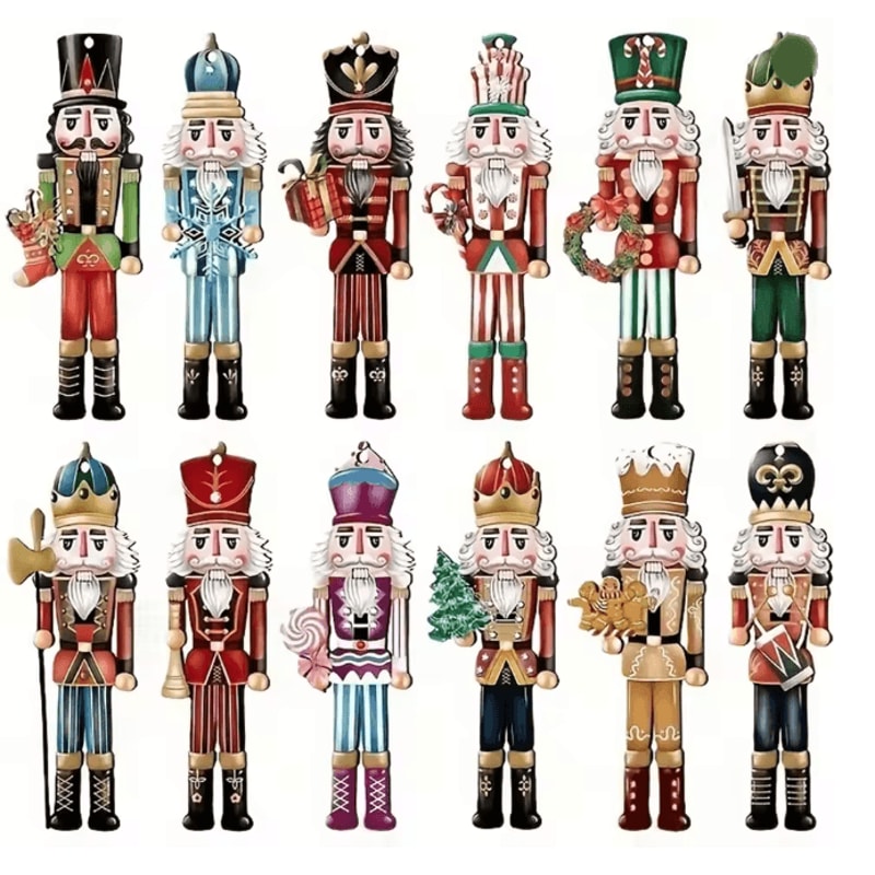 Nutcracker Holiday Wooden Decor Set 12 Pack 4