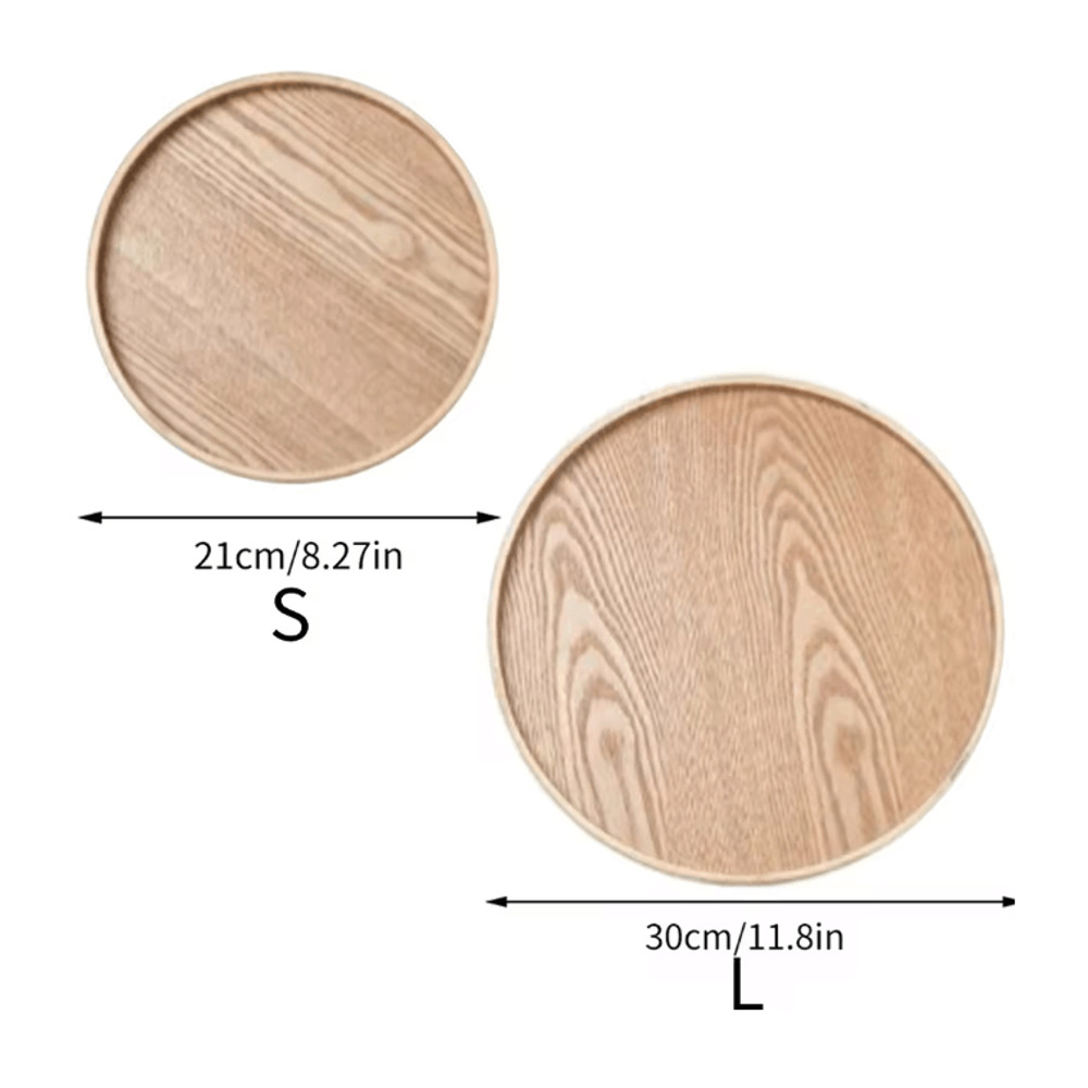 Round Wooden Serving Tray For Home And Kitchen 9