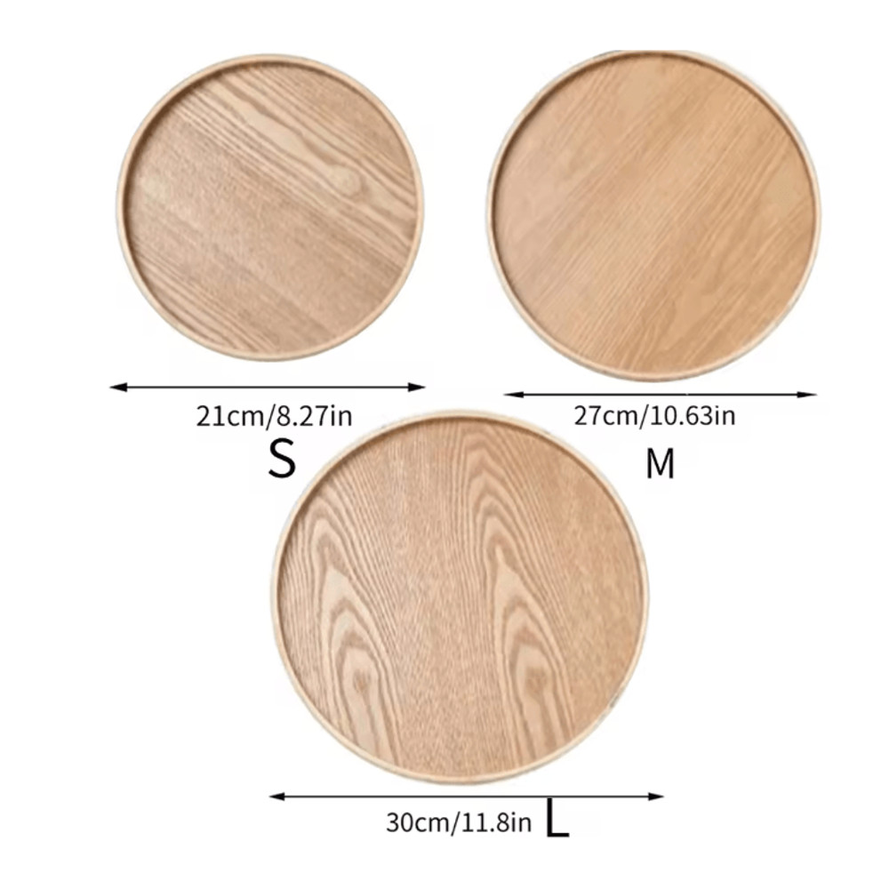 Round Wooden Serving Tray For Home And Kitchen 10