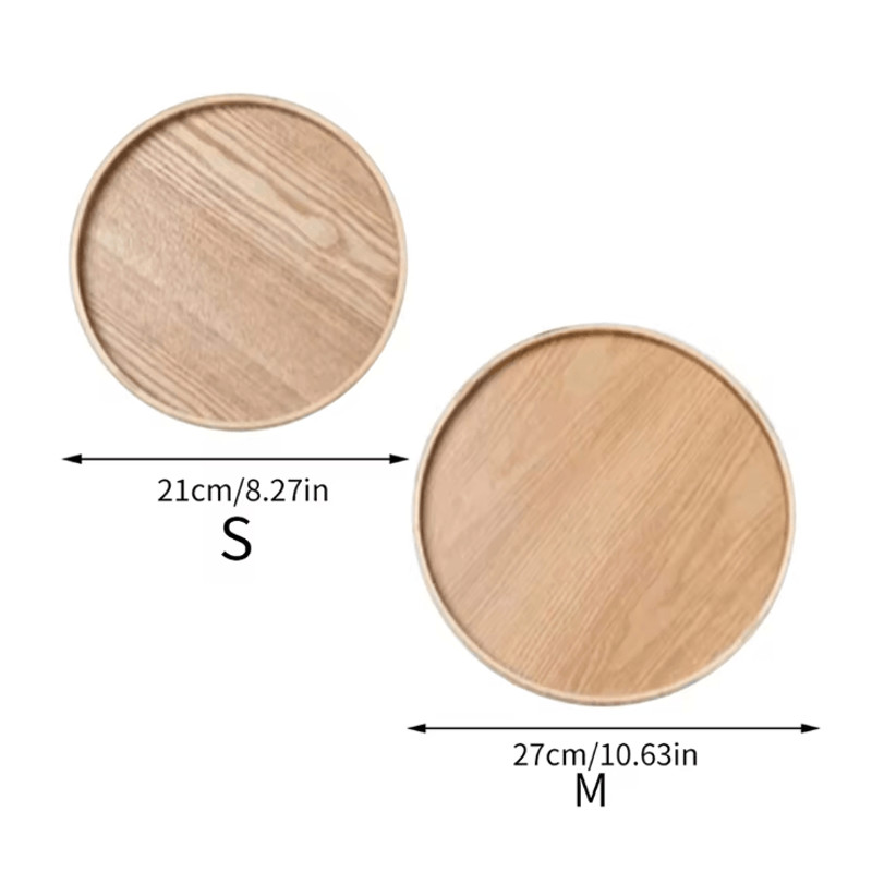 Round Wooden Serving Tray For Home And Kitchen 8