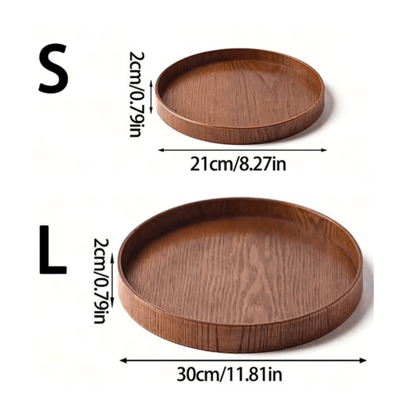 Round Wooden Serving Tray For Home And Kitchen 14
