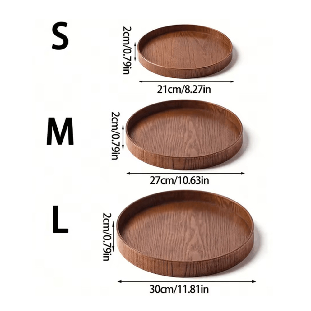 Round Wooden Serving Tray For Home And Kitchen 15