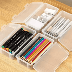 clear plastic storage box with hinged lid