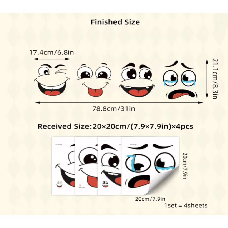 Cartoon Face Stickers Set For Home Decoration 4