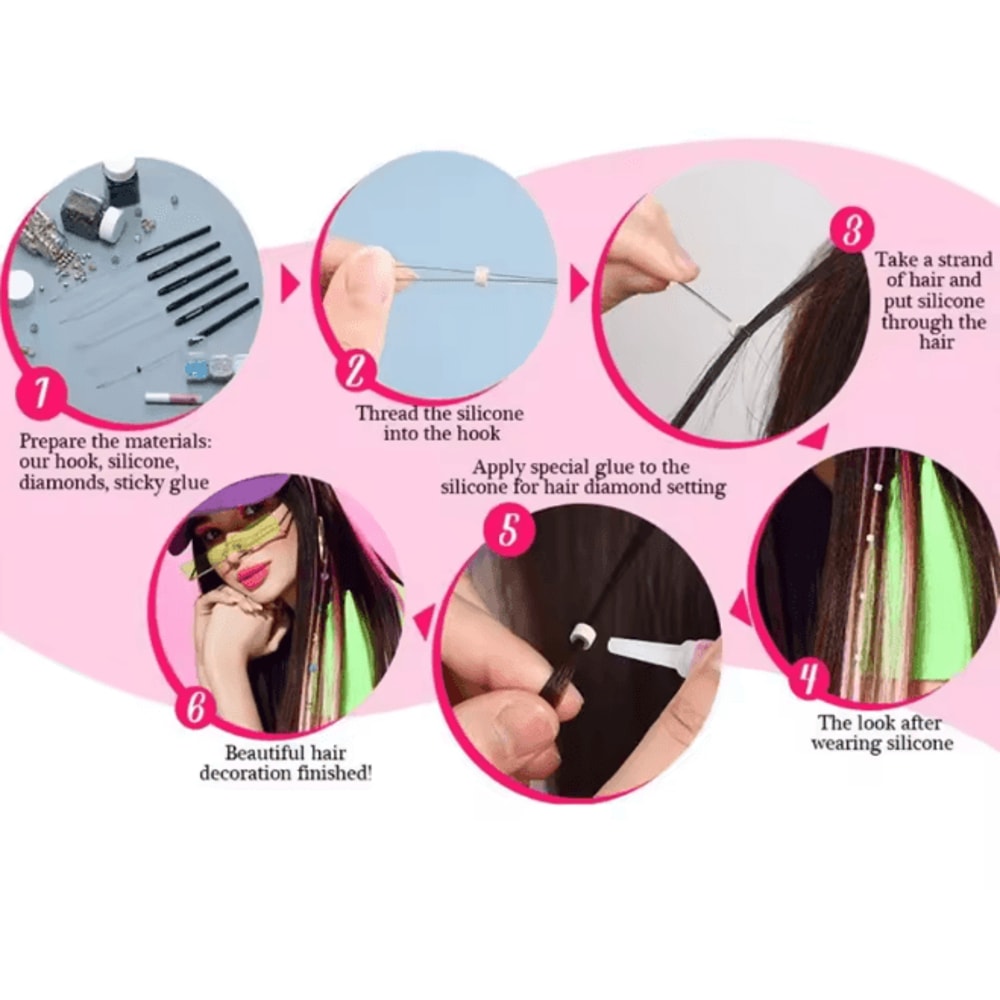 Hair Extensions Loop Needle Tool Set For Microlink Beads 2