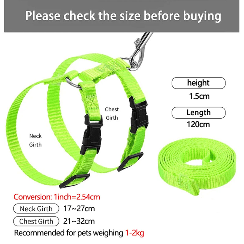 Rabbit And Small Pet Harness And Leash Set For Outdoor Walking 0