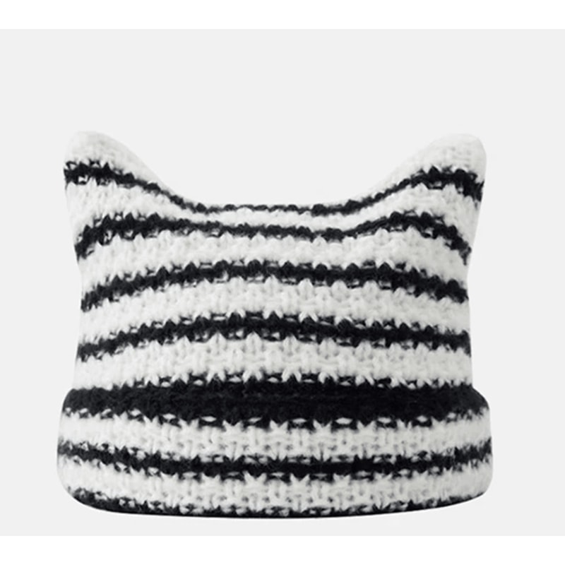 Harajuku Cat Ear Beanie For Cute Winter Streetwear 4
