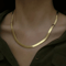Gold Plated Stainless Steel Herringbone Necklace 0