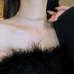 luxury crystal shine rhinestone choker necklace