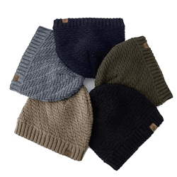 winter knit plush lined beanie hat