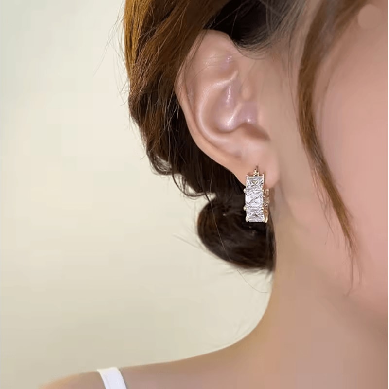 Korean Style Crystal Hoop Earrings For Women 1