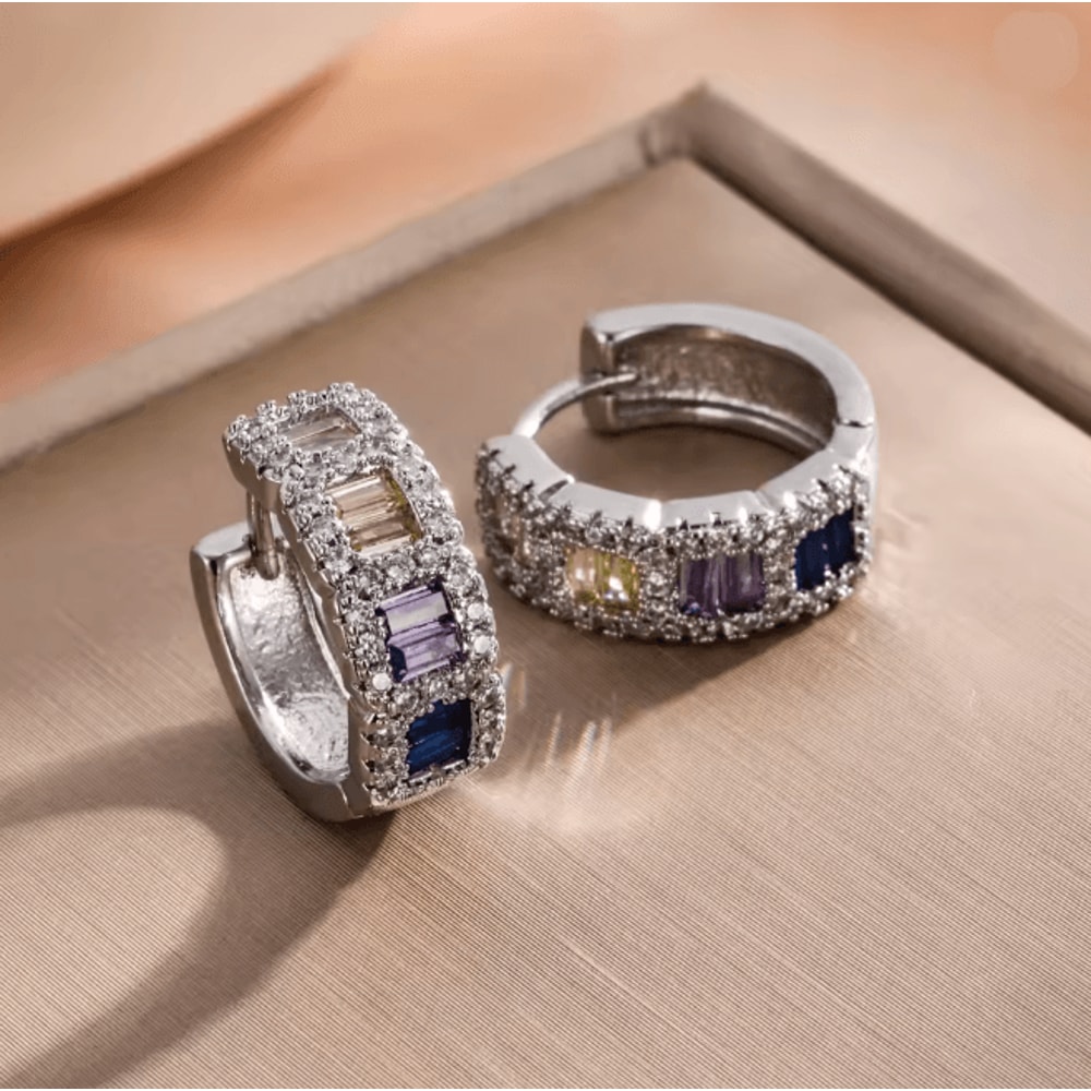 Korean Style Crystal Hoop Earrings For Women 9