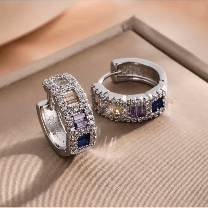 Korean Style Crystal Hoop Earrings For Women 9