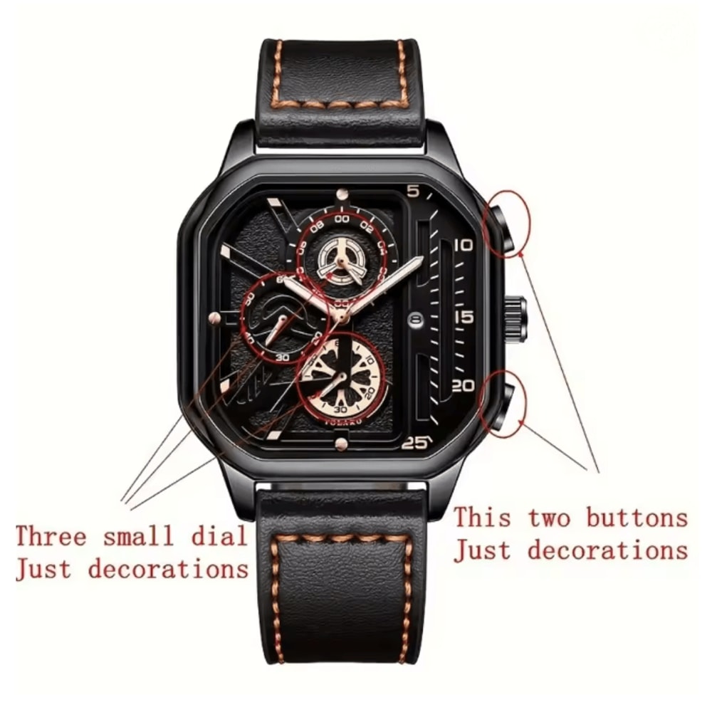 Square Dial Casual Mens Watch 3
