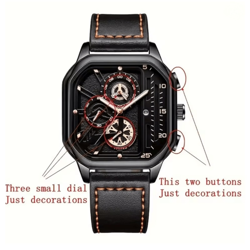 Square Dial Casual Mens Watch 3
