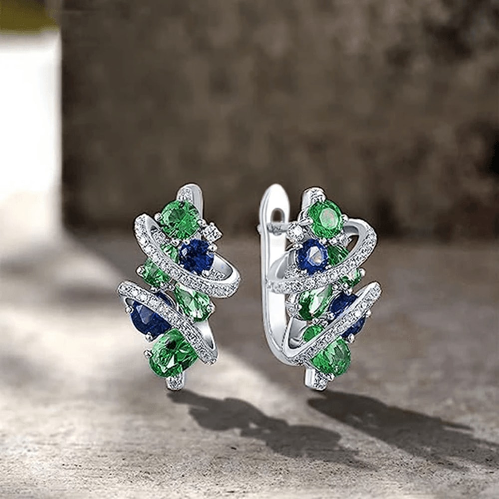 EmeraldWave CZ Hoop Earrings 1