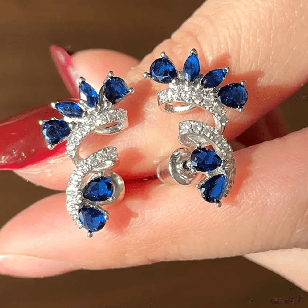 BlueBloom Zircon Flower Earrings 4