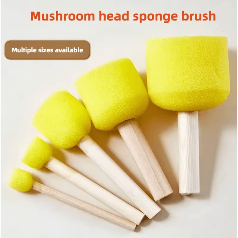 Wooden Handle Sponge Painting Brush Set 1