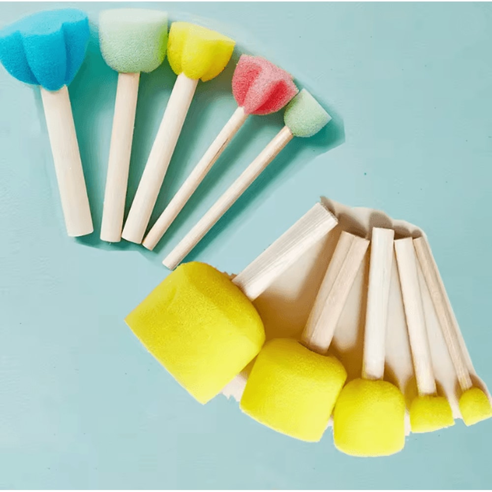 Wooden Handle Sponge Painting Brush Set 4