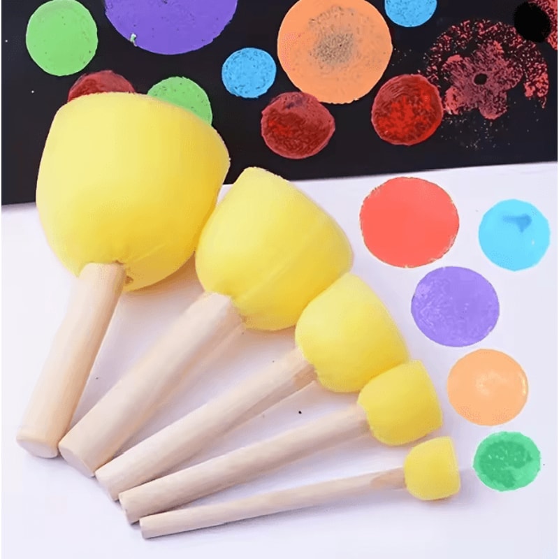 Yellow Mushroom Head Sponge Brush Set 3