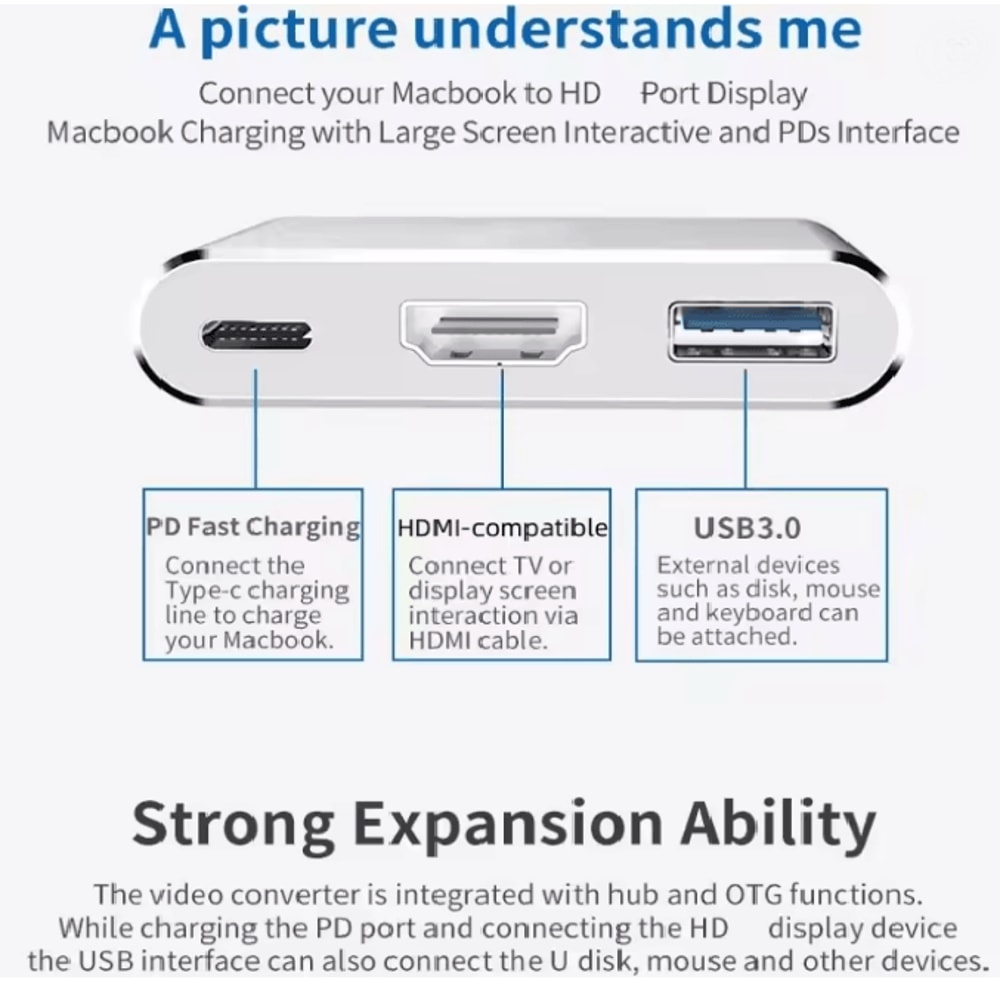 3 In 1 USB C Hub Adapter 3