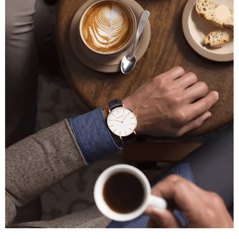 Rose Gold Leather Quartz Watch For Men And Women 2