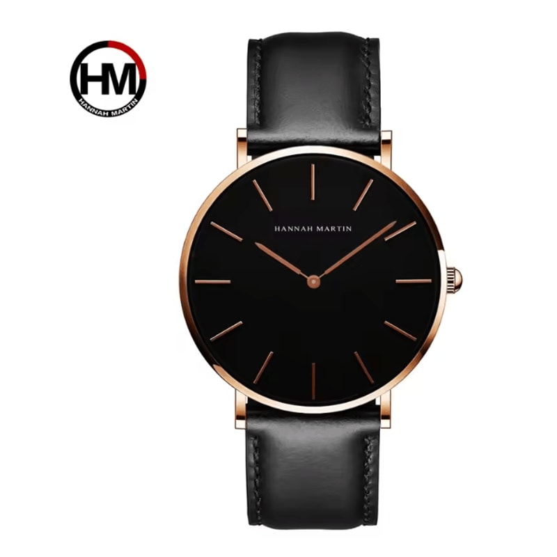 Rose Gold Leather Quartz Watch For Men And Women 4
