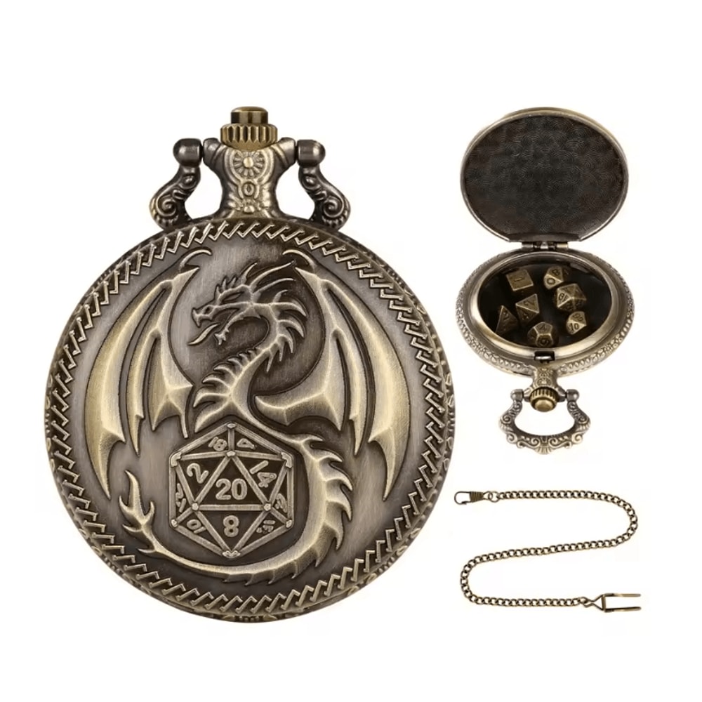 Vintage Dragon Polyhedral Dice Pendant Necklace 0