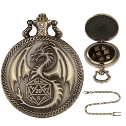 vintage dragon polyhedral dice pendant necklace