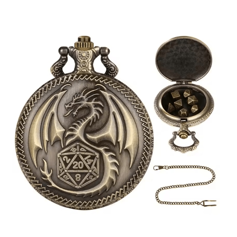 Vintage Dragon Polyhedral Dice Pendant Necklace 0