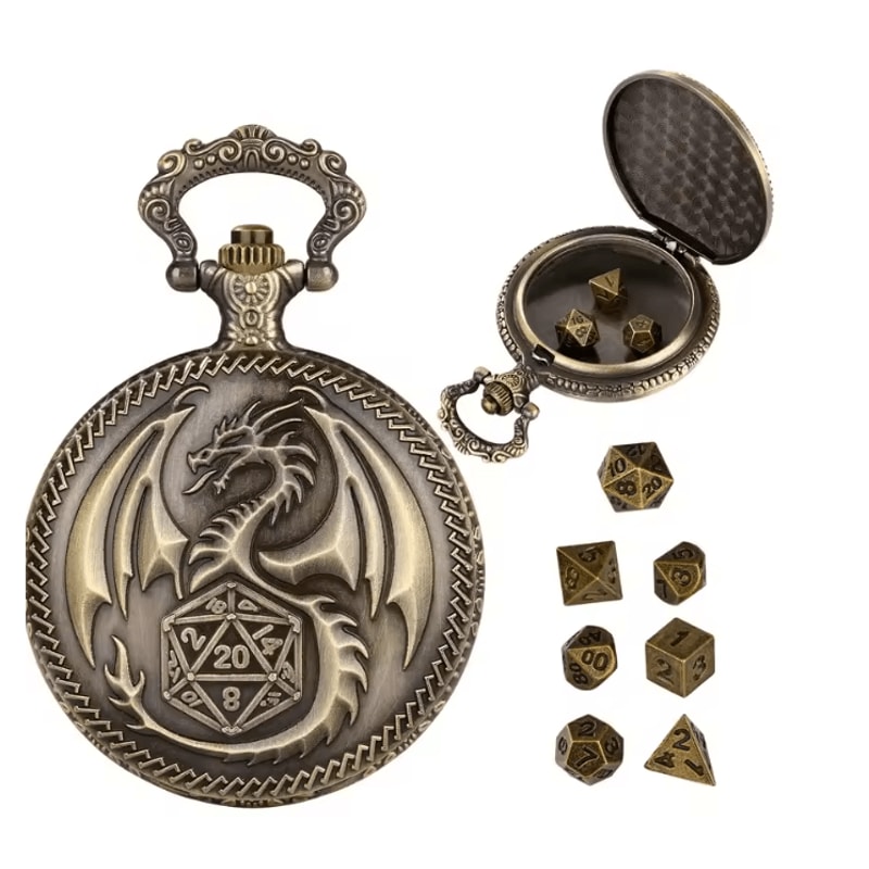 Vintage Dragon Polyhedral Dice Pendant Necklace 1