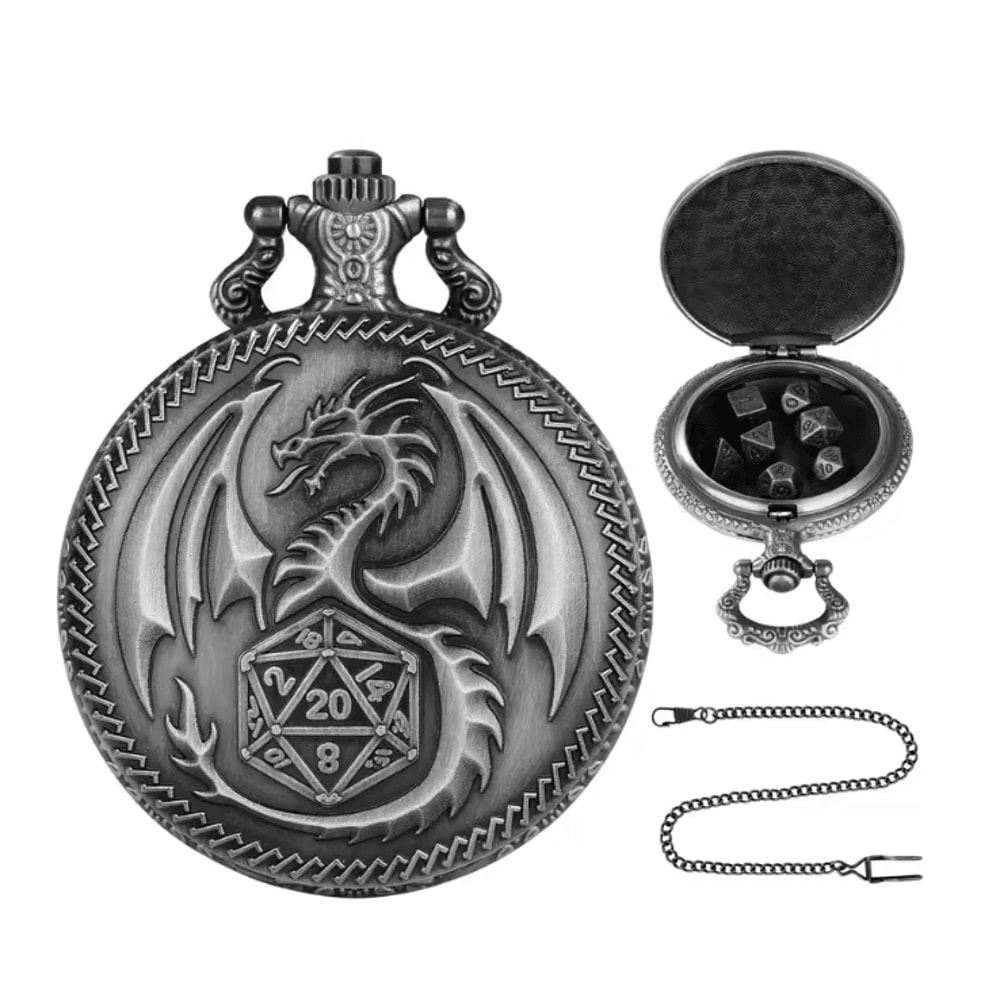 Vintage Dragon Polyhedral Dice Pendant Necklace 2