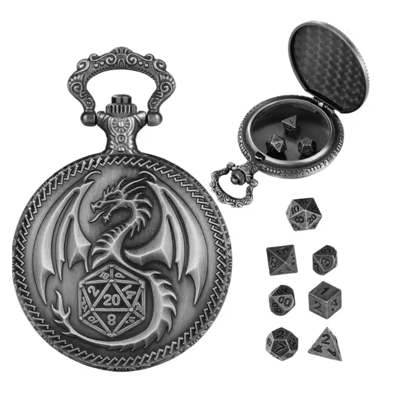 Vintage Dragon Polyhedral Dice Pendant Necklace 3