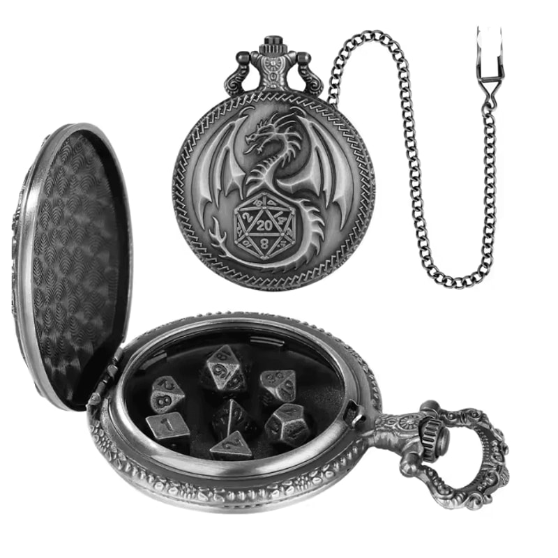 Vintage Dragon Polyhedral Dice Pendant Necklace 5