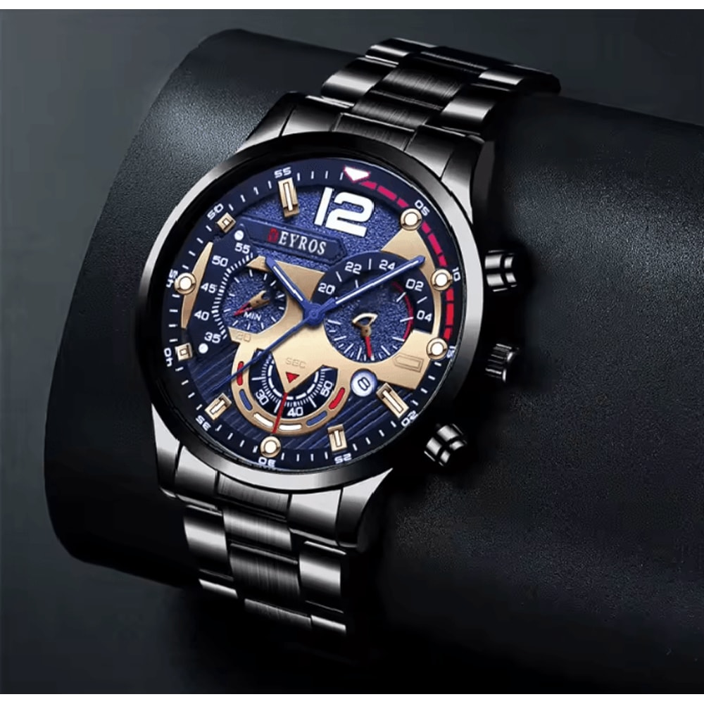 Stainless Steel Quartz Watch For Men With Calendar And Luminous Display 2