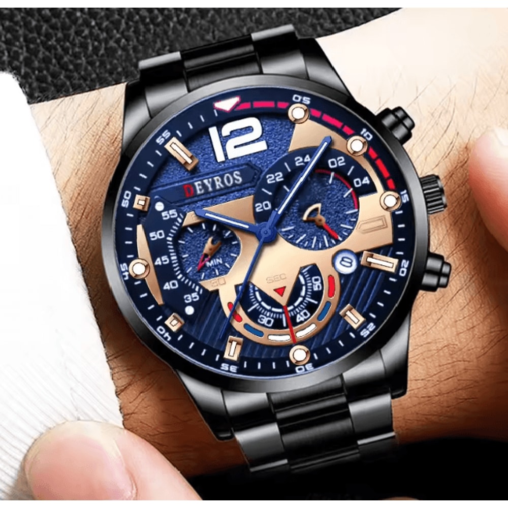Stainless Steel Quartz Watch For Men With Calendar And Luminous Display 3