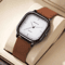 Square Minimalist Leather Strap Quartz Watch For Men 9