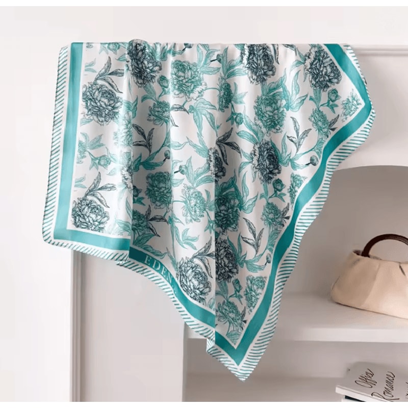 Silk Feeling Square Scarf For Women 14