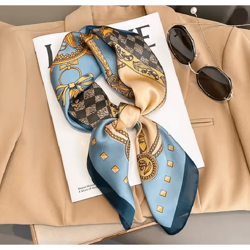 Silk Feeling Square Scarf For Women 3