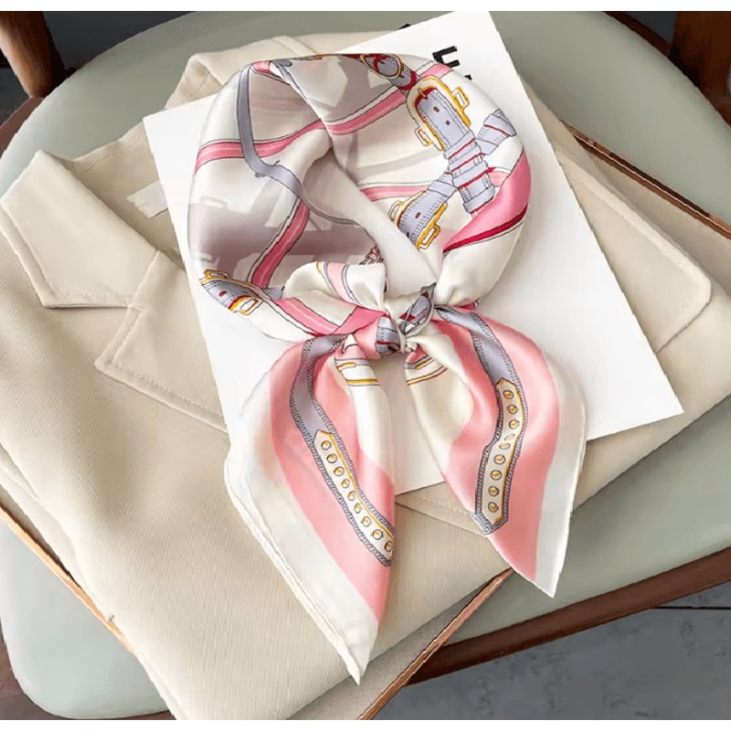 Silk Feeling Square Scarf For Women 8