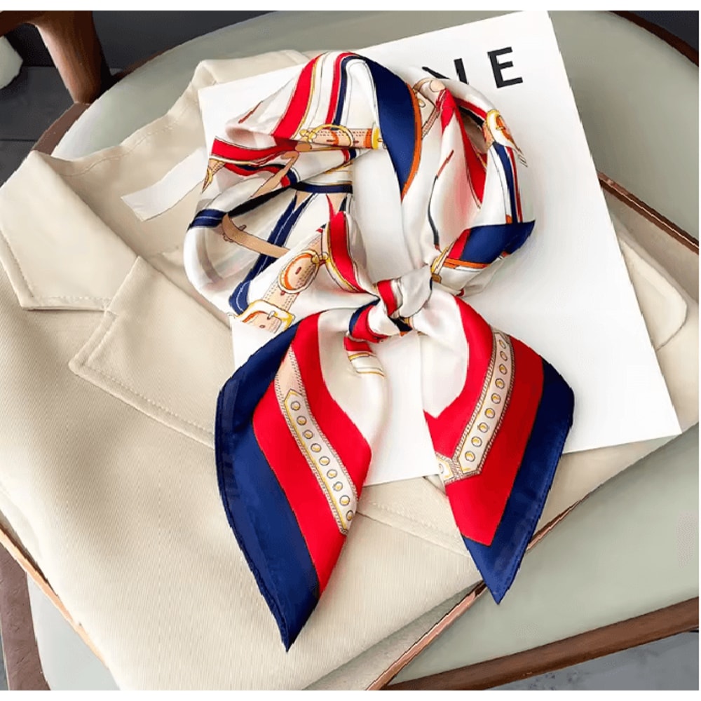 Silk Feeling Square Scarf For Women 9