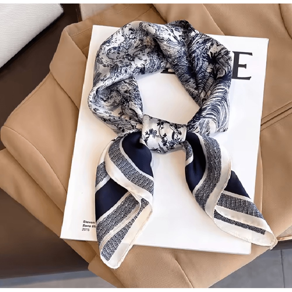 Silk Feeling Square Scarf For Women 11