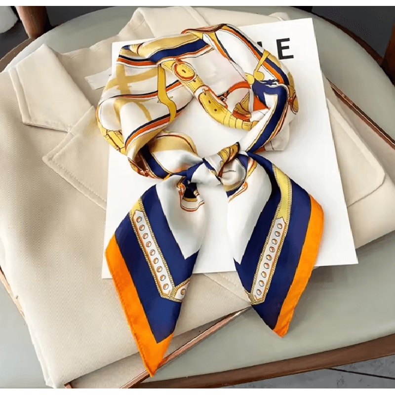 Silk Feeling Square Scarf For Women 16