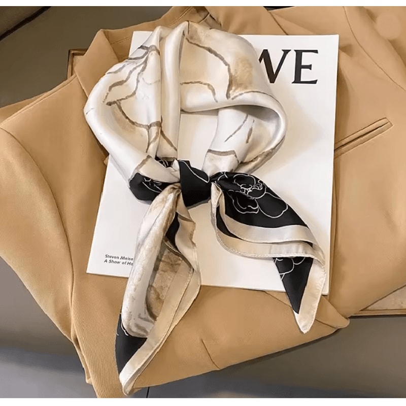 Silk Feeling Square Scarf For Women 1