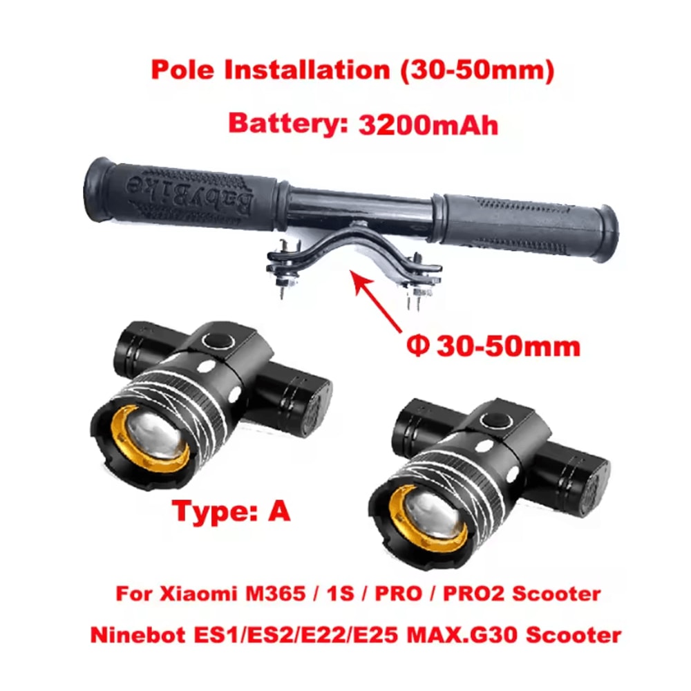 LED USB Rechargeable Scooter Headlight 8