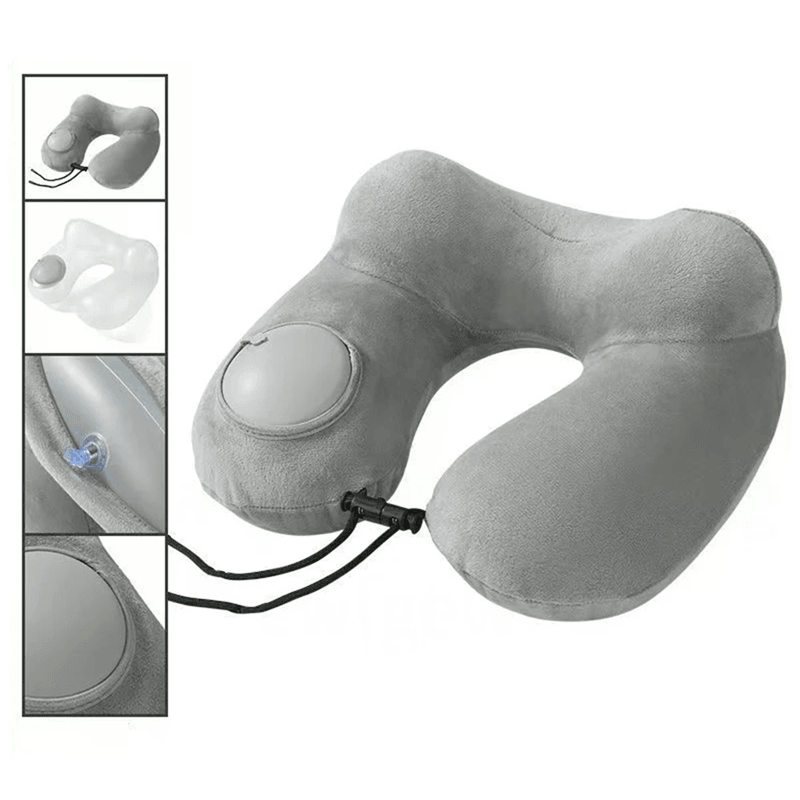 Press And Inflate Portable Neck Pillow For Travel And Outdoor Comfort 0